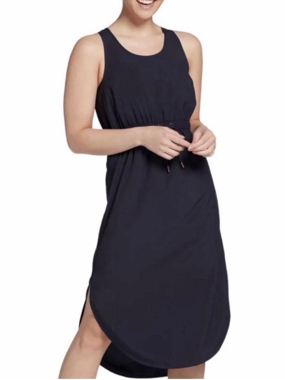CALIA by Carrie Underwood Navy Sleeveless Midi Drawstring Dress